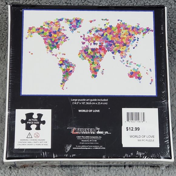 Jigsaw Puzzle World of Love 500 Piece Multicolor Hearts  Puzzle 24" w x 18" h - Picture 3 of 5